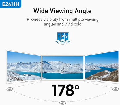 KOORUI 24-inch 120Hz Gaming Monitor IPS FHD (1920 x 1080P) sRGB 99% Support Freesync Computer Monitors VESA Mount HDMI & VGA Ports E2411H