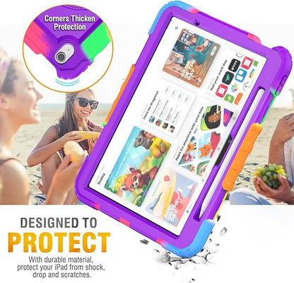 HXCASEAC Case for iPad Air 11 inch (2025 M3 / 2024 M2), Shockproof Design with Pencil Holder/Screen Protector/Rotating Hand Strap, Protective Cover for iPad Air 7th/6th Generation - Purple