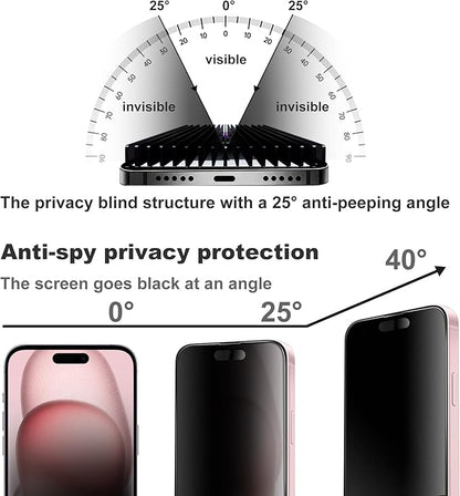 Matte Privacy Screen Protector for iPhone 14Pro and iPhone 15 and iPhone 16 Screen Protector Anti-Glare, Anti-Spy Tempered Glass Film, Smooth and Responsive Touch Anti-Scratch Glass