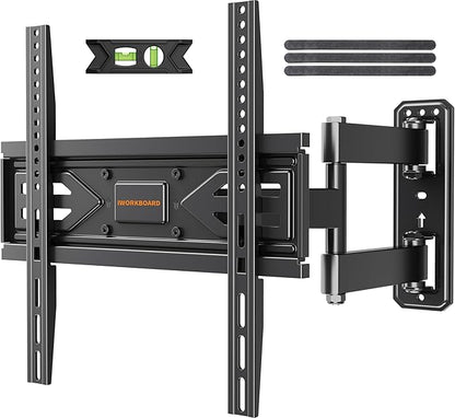 IWORKBOARD 40 43 50 55 inch Full Motion Corner TV Wall Mount for Most 32-65 inch Flat & Curved TVs, Articulating Swivel & Tilt TV Mount Bracket, up to 80 lbs,VESA 400x400mm, Single Stud Perfect Center