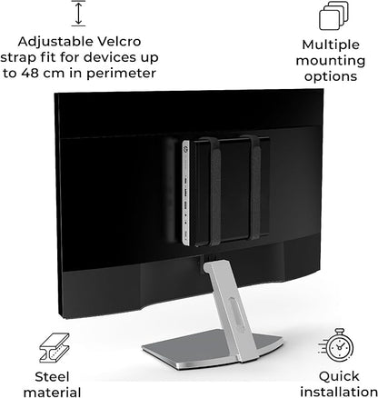 HumanCentric Universal Wall and VESA Mount, Adjustable Strap for Small Computers, UPS Units, Cable Boxes, Modems and Other Electronic Devices, Mounts on The Wall or Back of a Computer Monitor