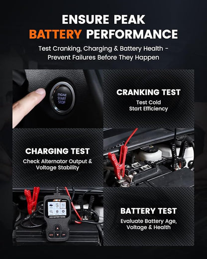 ANCEL AD310 Pro 2-in-1 OBD2 Scanner & Car Battery Tester, Diagnostic Tool with Bluetooth APP for iPhone & Android, Performance Test, Trip Analysis, Engine Health Self Check for All 1996+ Vehicles