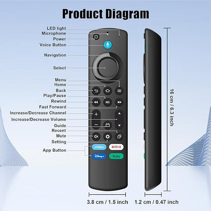 Remote Replacement with Voice Control Compatible with Fire-AMZ-TV Stick(2nd Gen/3rd Gen/HD/Lite/4K Max/4K/Cube), Smart-TV 3rd Gen, for Hisense/TCL/Onmi/Insignia/Pioneer N0t for ROKU/Samsung-TV