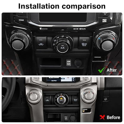JeCar Air Conditioner Button Trim Cover Aluminum Alloy Knob Cover Fit for Toyota 4Runner 2010-2023, Black