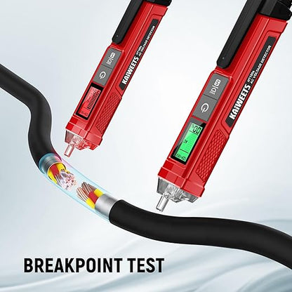 KAIWEETS Voltage Tester/Non-Contact Voltage Tester with Signal Percentage, Dual Range AC 12V/70V-1000V, Live/Null Wire Tester, Electrical Tester with LCD Display, Wire Breakpoint Finder (Full Red)