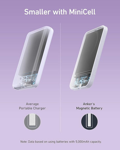 Anker 621 Magnetic Portable Charger (MagGo), 5,000mAh Wireless Power Bank with USB-C Cable, Magsafe-Compatible Battery Pack for iPhone 16/15/14/13/12 Series