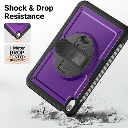 SCSVPN Case for iPad (A16) 11th Generation 11 Inch 2025 / 10th Generation 10.9 Inch 2022, Shockproof Protective Case with Screen Protector, Pencil Holder, Rotating Stand, Hand/Shoulder Strap - Purple