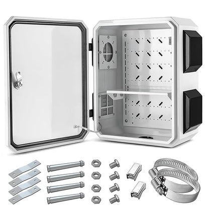 Outdoor Electrical Box, Cold-Rolled Steel Plate, Aluminum Alloy Back Beam, One-Piece Ventilation Design, IP65 Waterproof, Wall/Pole Mounted (17.7" x 13.8" x 7.9")