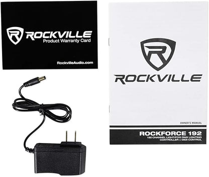 Rockville ROCKFORCE 192-Channel DMX Lighting Controller, Sound-Activated, Programmable Scenes, LED Display, for DJs and Live Events