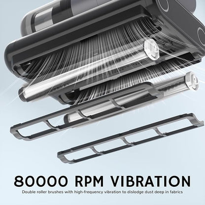 AIRTHEREAL M1 Mattress Vacuum Cleaner, 6 in 1 Bed Vacuum with High-Frequency Vibration - 80,000 RPM Dual Brushroll Rotation, UV-C Light, 14Kpa Suction, Dust Sensor, Ultrasonic and Heating Tech