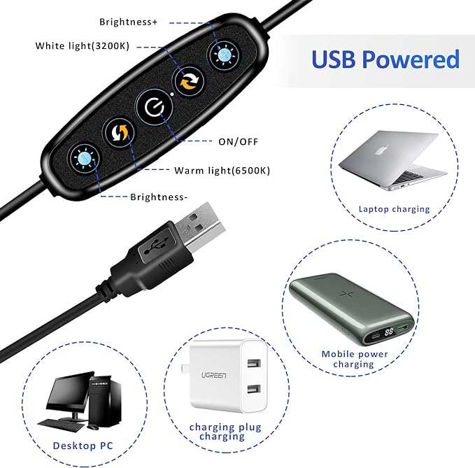 Cyezcor Video Conference Lighting Kit, Ring Light for Monitor Clip On,for Remote Working, Distance Learning,Zoom Call, Self Broadcasting and Live Streaming, Computer Laptop Video Conferencing