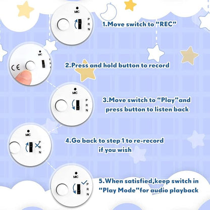 Handepo 6 Pcs White Sound Recorder Voice Recorder Music for Stuffed Animal Toy Recording Device Recordable Sound Module, Record Messages for Plush Toy Doll Stuffed Bear Pillow(20 Seconds)