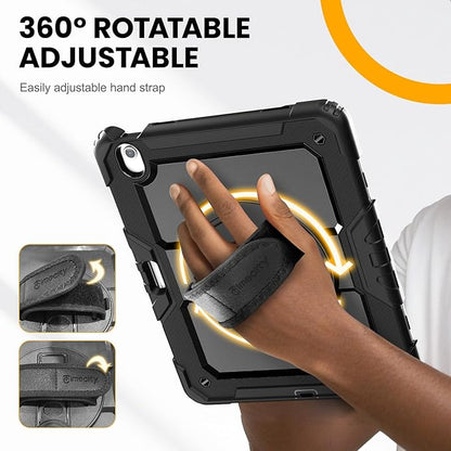 timecity for iPad Air 13 Inch Case M3 2025/ M2 2024, 360° Rotating Stand, Pencil Holder & Wireless Charging, Shockproof with Screen Protector & Shoulder Strap - for Designers & Professionals, Black
