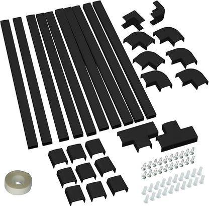 Cord Cover Raceway Kit - 157" Cable Concealer, Wire Hider for TV Wall Mounting and Wire Management, Black
