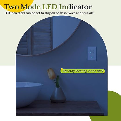 TG 4 Hour Countdown Timer Switch, Light Switch Timer for Bathroom Exhaust Fan, 5 min-2 Hours-4 Hours, Night Light LED Indicator, Neutral Wire Required, UL Listed, Screwless Wall Plate, White