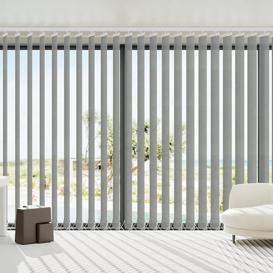 Blindify Motorized Vertical Blinds, Light Filtering Sliding Door Shades Vertical Shades Remote Control Customize, Pure Grey