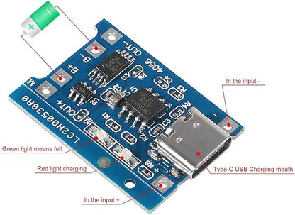 Gebildet 10pcs TP4056 Type-C Input Interface USB 5V 1A 18650 Lithium Battery Charger Module Charging Board with Dual Protection Function