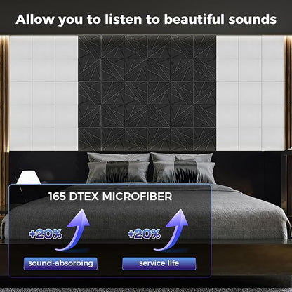 BSHEAD 10 pcs 165dtex Microfiber Acoustic Panels ，Self-Adhesive Soundproof Wall Panels, 12 x 12 x 0.4 in Sound Proof Foam Panels for Walls, High Density, Noise Dampening Panels for Home Studio（White）