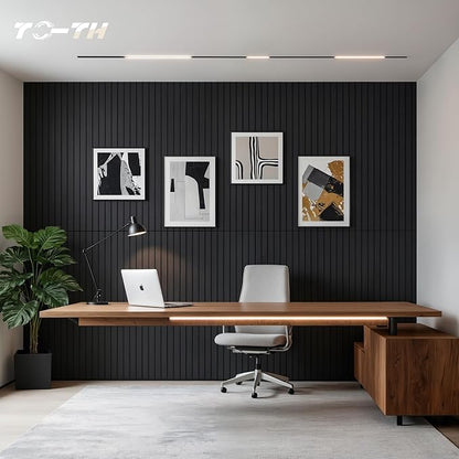 TO-TH Wood-Look Acoustic Panel, 4 Pack 47.2” x 23.6” Soundproof Wall Panels, Decorative Sound Absorbers Large Acoustic Panels for Home, Office, Basement, Smoky