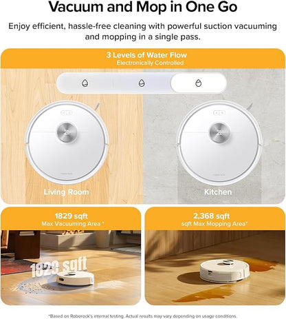 roborock Q7 M5+ Robot Vacuum and Mop, Upgraded from Q5 Max+, Up to 7-9 Weeks Self-Empty, 10000Pa Suction, Dual Anti-Tangle System for Pet Hair & Carpet, PreciSense LiDAR Navigation, App Control, White