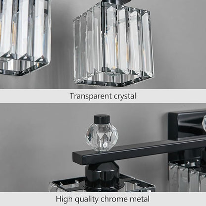 FDPBY Vanity Lights 4-Light Modern Crystal Vanity Light Plating Black Bathroom Light Fixtures Over Mirror Crystal Bathroom Vanity Lighting Fixtures