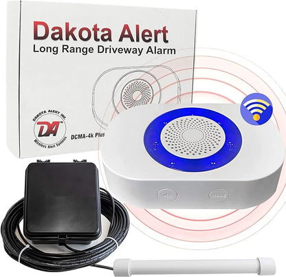Dakota Alert Driveway Alarm Sensor - DCPA-4k Plus Driveway Alarms Wireless Outside Weatherproof Alert System, 1-Mile-Long Range Sensors, Receiver & Vehicle Detecting Probe Transmitter & 50' Wire
