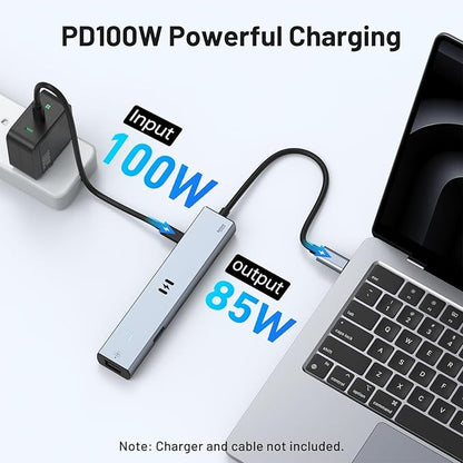 Selore 10Gbps USB C Hub Multiport Adapter, Ethernet Adapter with 4K@60Hz HDMI, Gigabit Ethernet, 3 USB C Ports, 100W PD, USBC Dongle for MacBook Pro Air, iPad, HP, Dell, etc