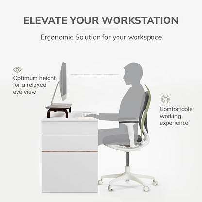 Anji Mountain Monitor Stand - Desktop Organizer & Laptop Riser, Ergonomic Monitor Riser, Space-Saving Monitor Stand for Desk, Durable Construction, Easy Assembly, Ideal for Home & Office,Walnut