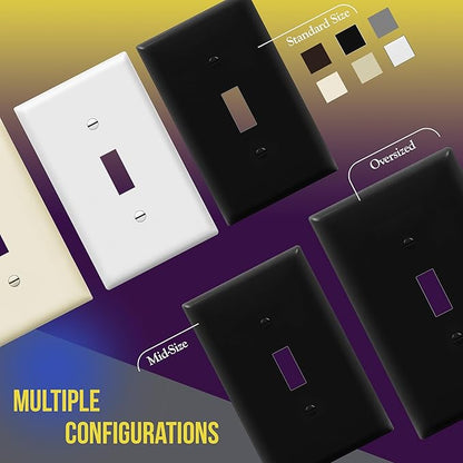 ENERLITES Toggle Light Switch Wall Plate, Gloss Finish, Standard Size 1-Gang 4.50" x 2.76", Unbreakable Polycarbonate Thermoplastic, 8811-BK-5PCS, Glossy Black, 5 Pack
