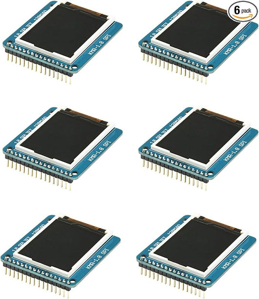 hiBCTR 6-Pack 1.8-Inch ST7735R SPI 128 * 160 TFT LCD Display Module with PCB