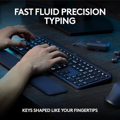 Logitech MX Keys S Combo - Performance Wireless Keyboard and Mouse with Palm Rest, Customizable Illumination, Fast Scrolling, Bluetooth, USB C, for Windows, Linux, Chrome, Mac
