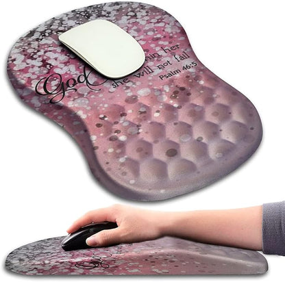 KUOSGM Mouse Pad Wrist Support, Ergonomic Mouse Pad with Massage Dot, Comfortable Computer Mouse Pad for Laptop, Wrist Rest Pain Relief Mousepad with Non-Slip PU Base for Office & Home, 12 x 8 in