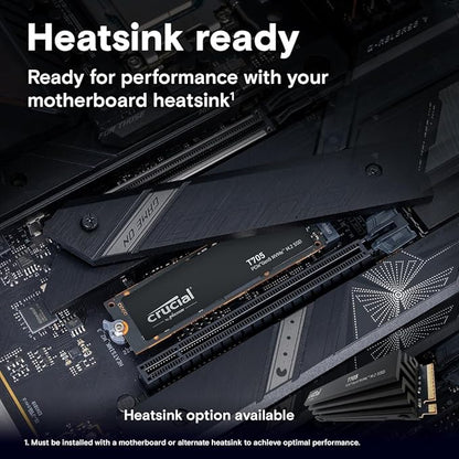 Crucial T705 PCIe Gen5 NVMe 4TB SSD, Up to 14,100MB/s, TLC NAND, Intel & Ryzen Compatible, for Hardcore Gaming & High-Speed Storage, Solid State Drive, Includes 1Mo Adobe CC – CT4000T705SSD3