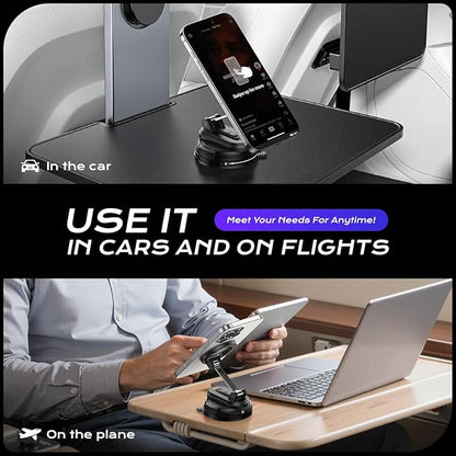 Magnetic Car Phone Holder,360° Rotation Strong Suction Car Phone Mount Detachable Vacuum Suction Phone holder Foldable Cellphone Stand for iPhone 16 15 14 13 12 Series and All Magsafe Smartphones