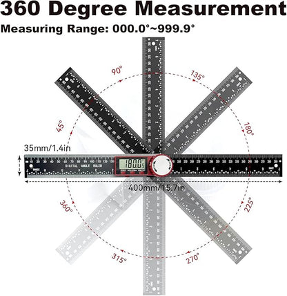 NORTOOLS Digital Angle Finder, 7 inch /200mm T-Bevel Protractor Ruler,Horizontal Vertical Bubble levels with Large LED Screen, 0-360° Measuring Tool,Suitable for Woodworking/Construction/DIY ﻿