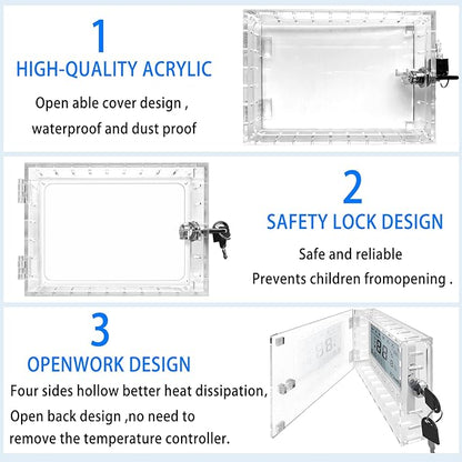 Young Dance Universal Thermostat Lock Box with Key,Clear Large Thermostats Guard for Thermostat on Wall,Thermostat Cover Fits Thermostats 6.5" H x 4.72" W x 1.97" D or Smaller (1 Set)