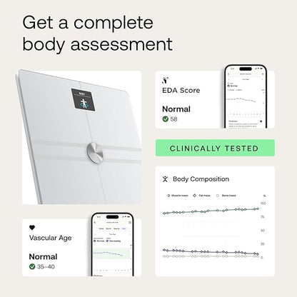 WITHINGS Body Comp WLAN Smart Scales with Full Body Analysis Including Fat Content, Muscle Mass, Bone Density, Visceral Fat, Digital Personal Scales/Body Fat Scales with Bluetooth