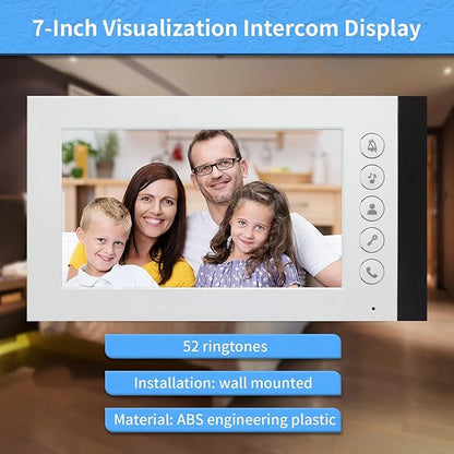 Wired Video Multifamily Apartment Intercom System,2/3/4/6/8/10/12 Units 7 inch Monitor Video Door Phone Kit,Video Doorbell, ID Card Unlock, 2 Way Audio for Home (1 doorbell + 6 Monitor)
