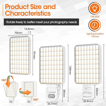 JINGCOOL Magnetic Selfie Light, Portable Phone Light Clip, Rechargeable Ring Light for Video Recording, Conference, Live Streaming, TikTok, Makeup, Compatible with iPhone, Laptop, and Camera, White
