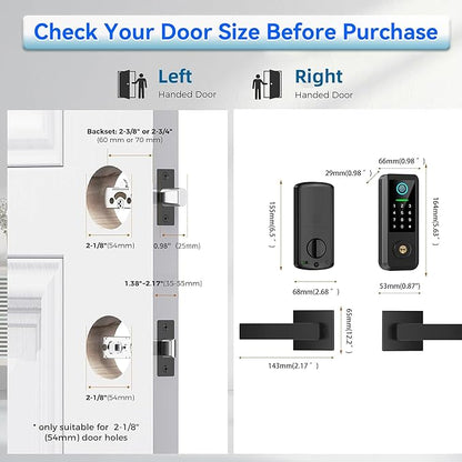 Yosimika Keyless Entry Door Lock with Handle Set,Smart Front Door Lock with Keypad Set,Keyless Entry Digital Deadbolt,Smart Deadbolt with Auto Lock,App Control, Matte Black