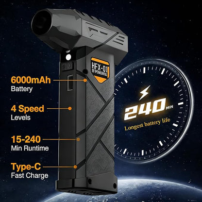 PURECOTERA Powerful Car Vacuum Cleaner,Compressed Air Duster - 6000 mAh,5 in 1, Digital, vacuuming, Compressed air, Lighting, Charging, for Computers, Keyboards, Home,car-Gifts for Men