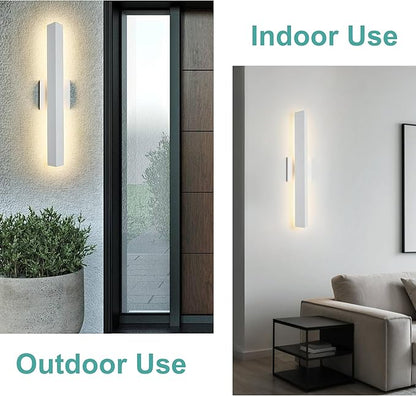 Tarentlight 21.9IN LED Outdoor Aluminum Wall Lights,20W Dimmable, IP65 Waterproof, Modern Textured White Indoor & Exterior Lighting Fixtures, Long Exterior Wall Lights for Garage, Front Door