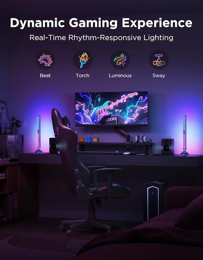 Govee Gaming Light Bars Pro, Upgraded 16-Inch Smart Triple-Sided RGBIC Illumination Wi-Fi LED Gaming Lights, Music Sync & 60+ Scene Modes, Works with Alexa & Google Home, Game Room Decor