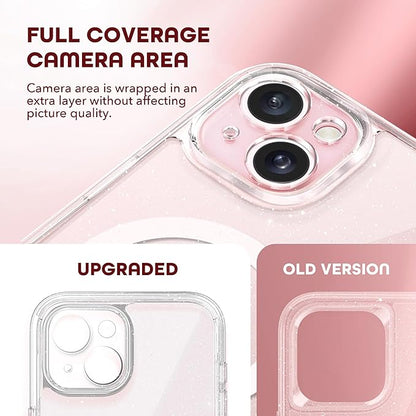 Magnetic for iPhone 15 Plus Case, Compatible with MagSafe, Built-in Privacy Screen Protector and Camera Protection, Anti Spy Full Body Dustproof Shockproof Hard Phone Case 6.7", Shiny Clear