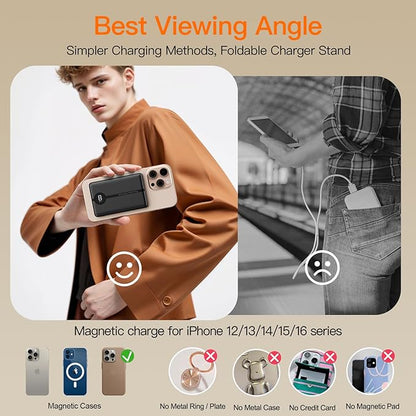 Magnetic Portable Charger, 16800mAh Wireless Power Bank, with 20W USB-C Fast Charging and LED Digital Display Magnetic Battery Pack, Compatible with iPhone 16/15/14/13/12 Full Series (2025)