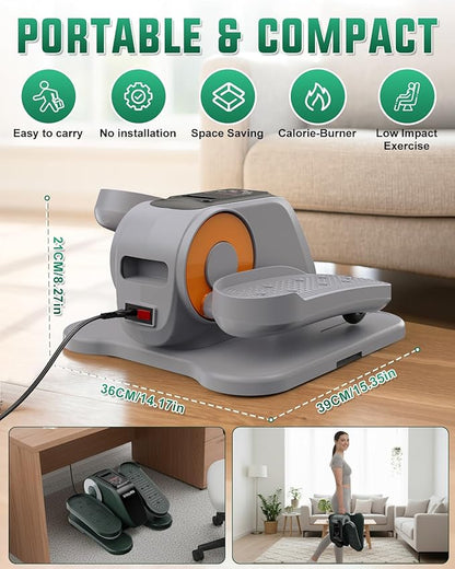 VIVURN® 019 Under Desk Elliptical 12 Adjustable Speeds Motorized Leg Exerciser While Sitting for Seniors As Seen on TV with Non-Slip Mat Low Impact Quiet&Portable Pedal Exerciser for Home and Office