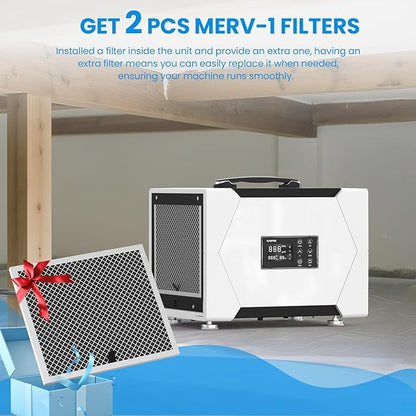CADPXS Crawl Space Dehumidifier with Drain Hose, 80 Pint Commercial Dehumidifier for Basement, Home Use, Water Damage, Auto Defrost, Memory Start, cETL Certified, Up to 1000 Sq Ft