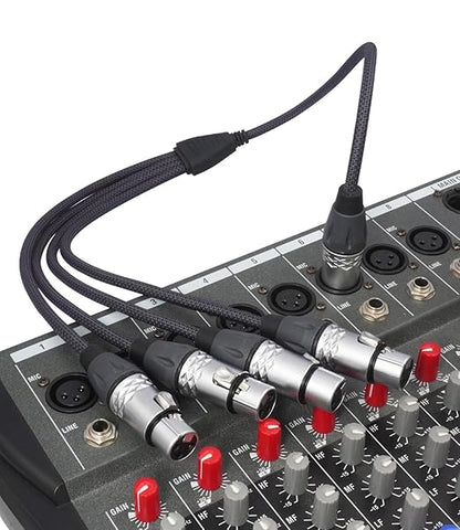 HUALEU 3Pin XLR 1 Male to 4 Female Splitter Cable 2Feet,4WAY XLR Four-Input and one-Output Parallel Connection Adapter,4 Microphone inputs Converted to 1 Output,4 in to 1 Out Aduio Splitter Cable