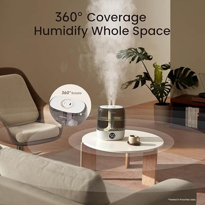 Provirtec 6L Self-Cleaning Humidifier for Large Room, CleanCare Warm & Cool Mist, No-Leak Design & Top Fill, 60 Hour Runtime, Quiet Ultrasonic Auto Mode with Remote Control for Bedroom & Home