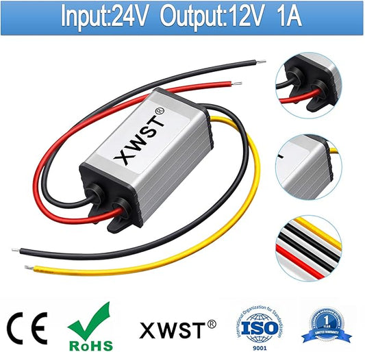 DC to DC 24V to 12V Step Down Voltage 12Volts Regulator Buck Converter Output 1A 12W Power Converter Module (1A)
